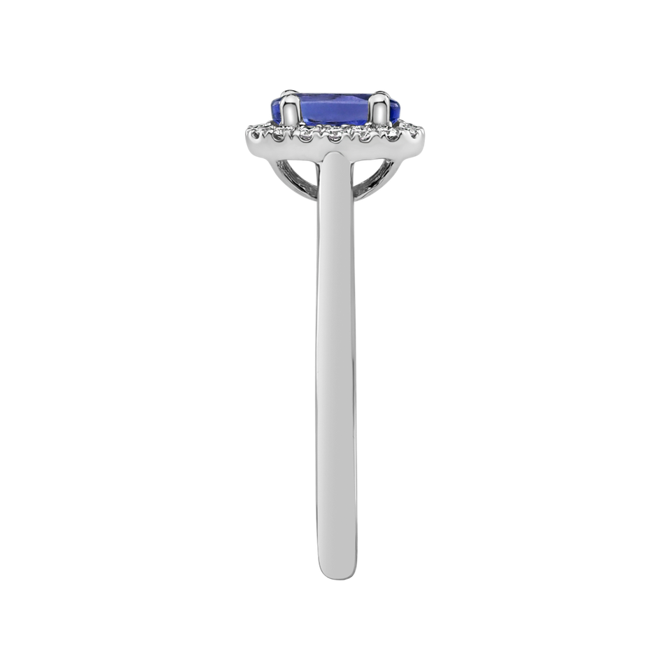 Diamond ring with Tanzanite Princess