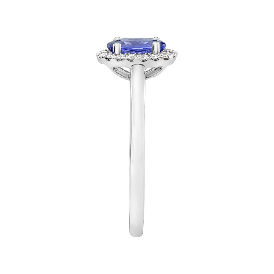 Diamond ring with Tanzanite Princess