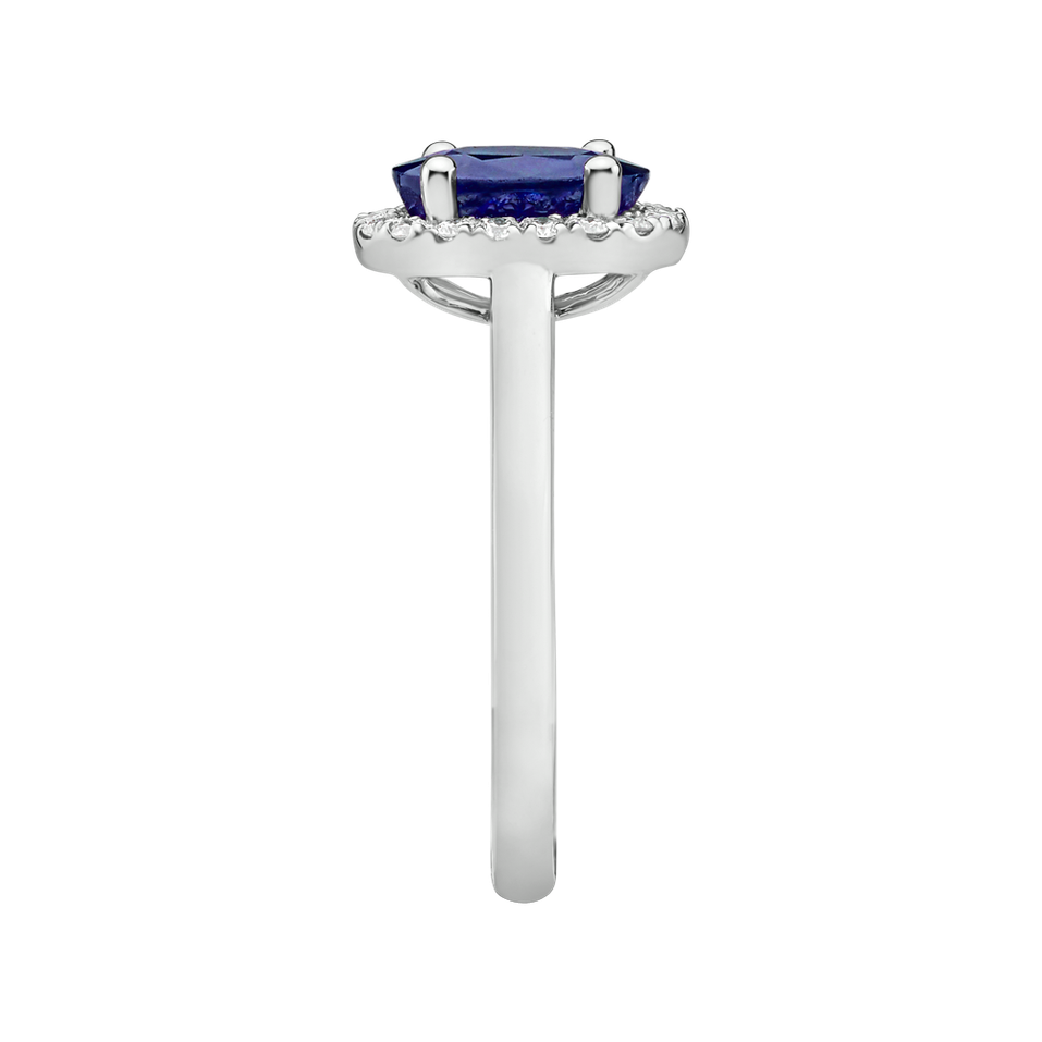 Diamond ring with Tanzanite Princess