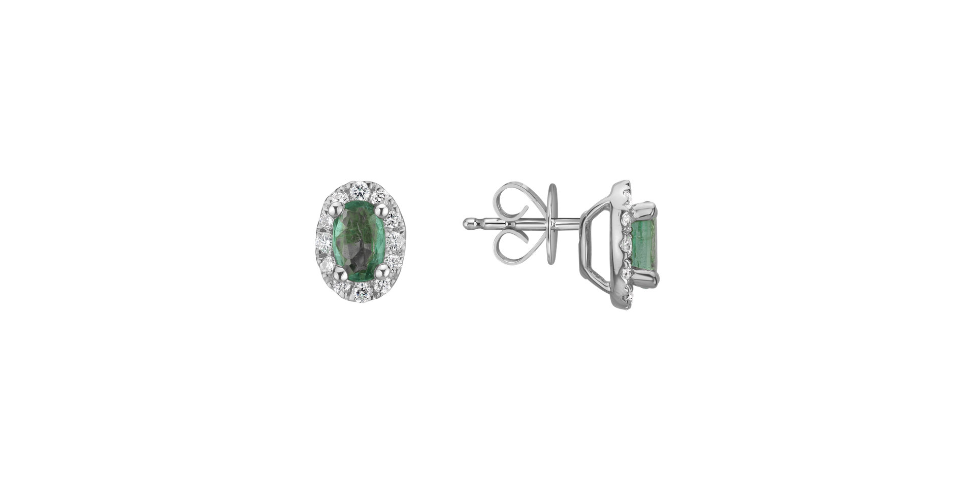 Diamond earrings with Emerald Princess