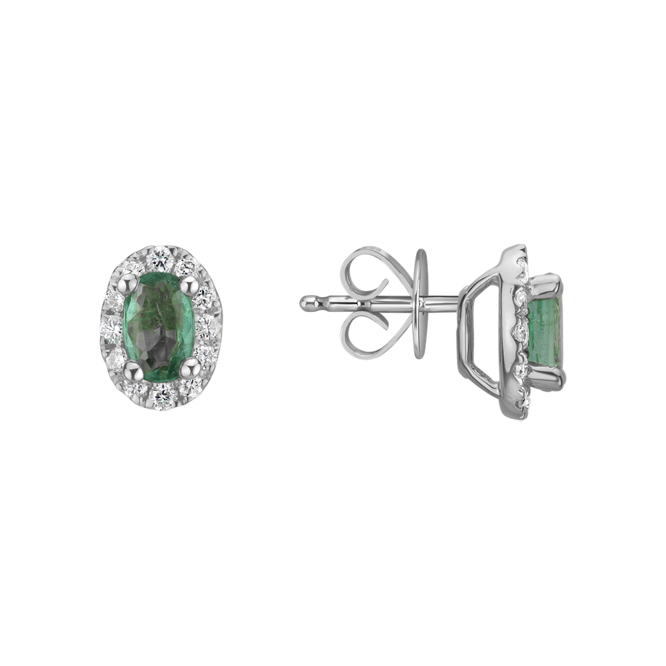 Diamond earrings with Emerald Princess