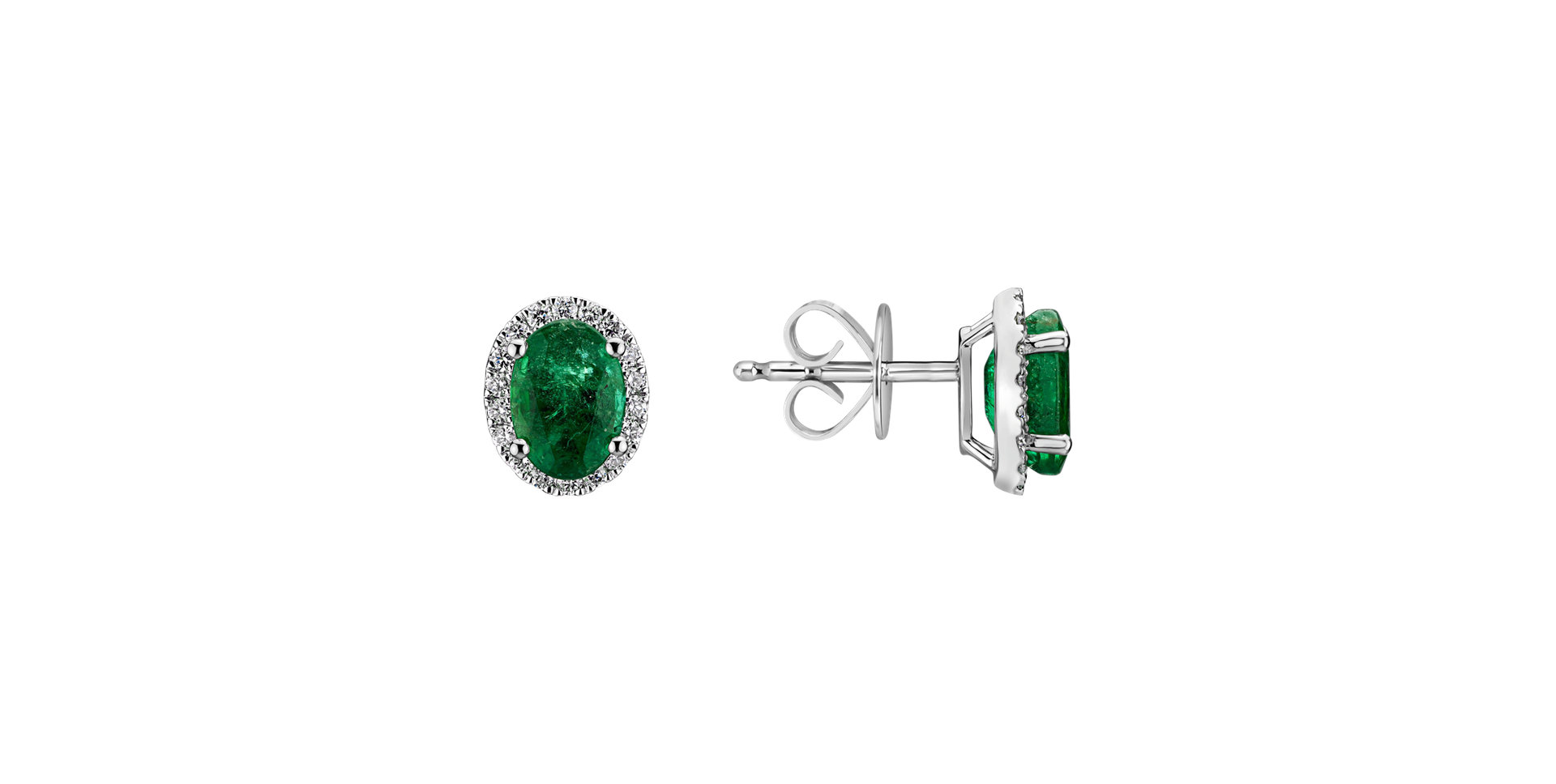 Diamond earrings with Emerald Princess