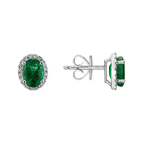 Diamond earrings with Emerald Princess