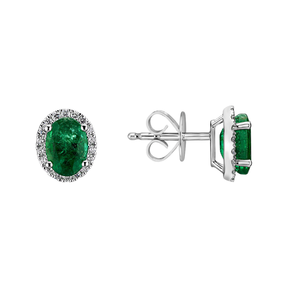 Diamond earrings with Emerald Princess