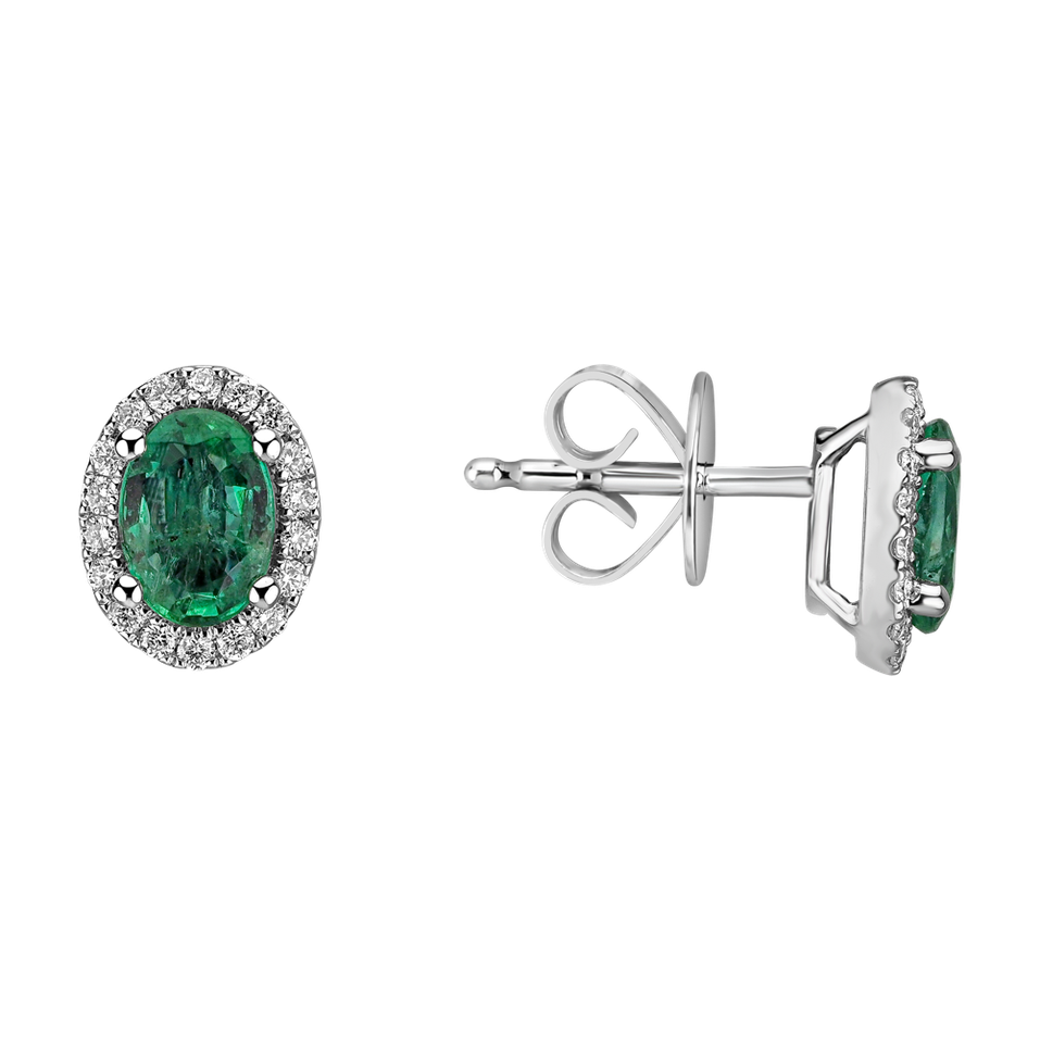 Diamond earrings with Emerald Princess