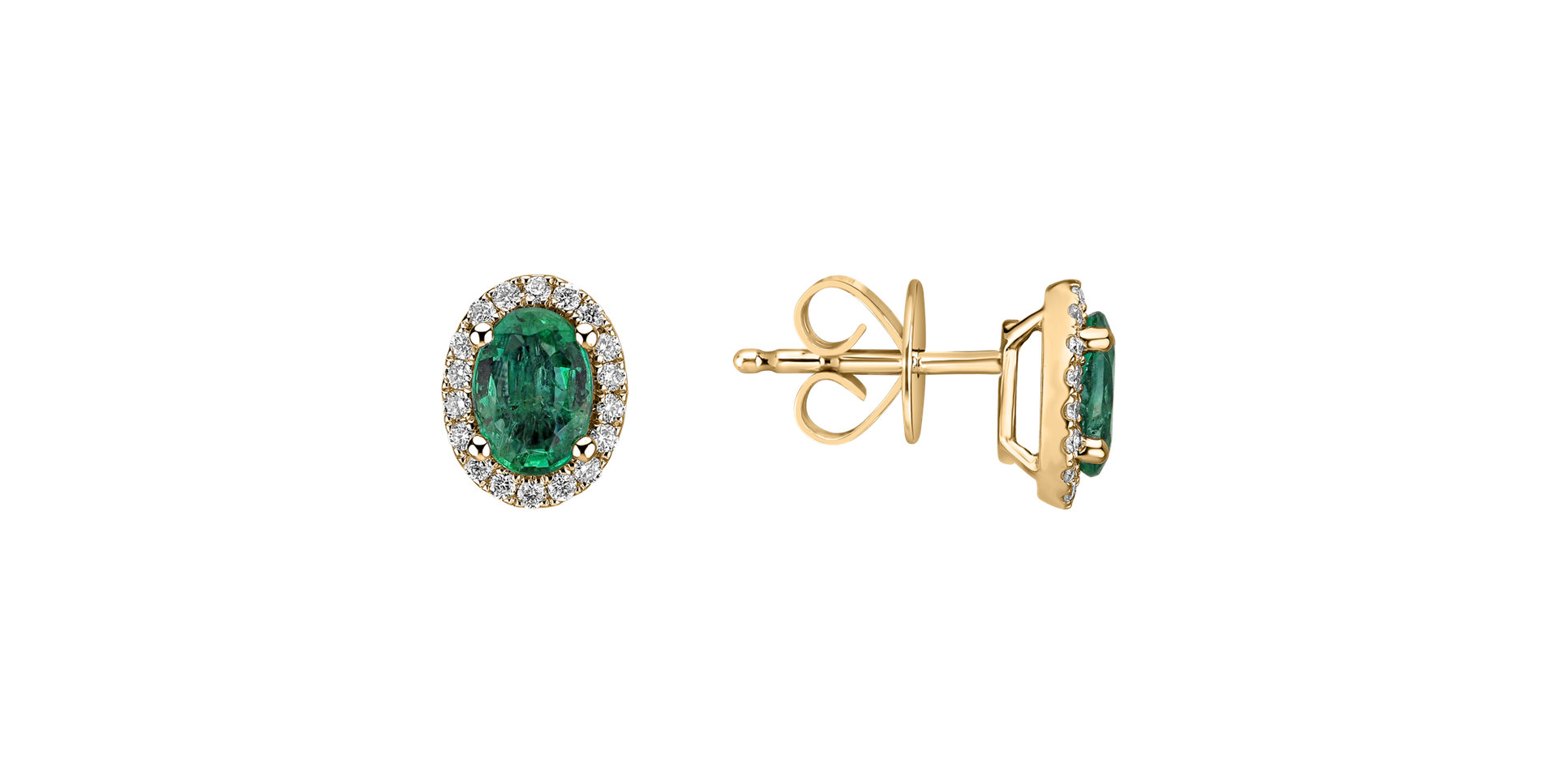 Diamond earrings with Emerald Princess