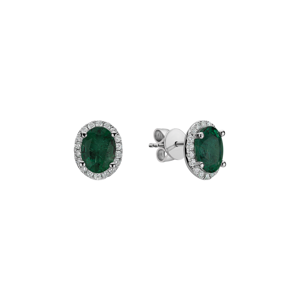 Diamond earrings with Emerald Princess