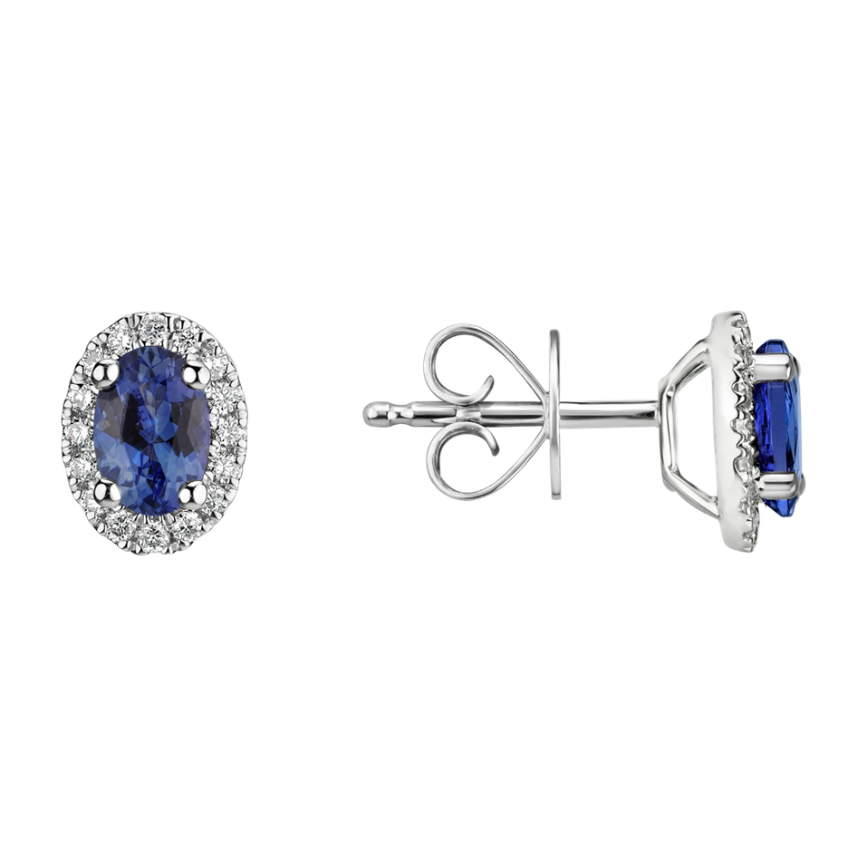 Diamond earrings with Tanzanite Princess