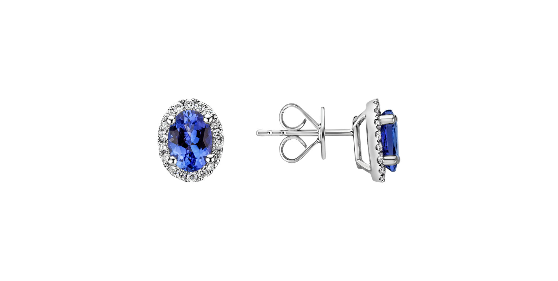 Diamond earrings with Tanzanite Princess