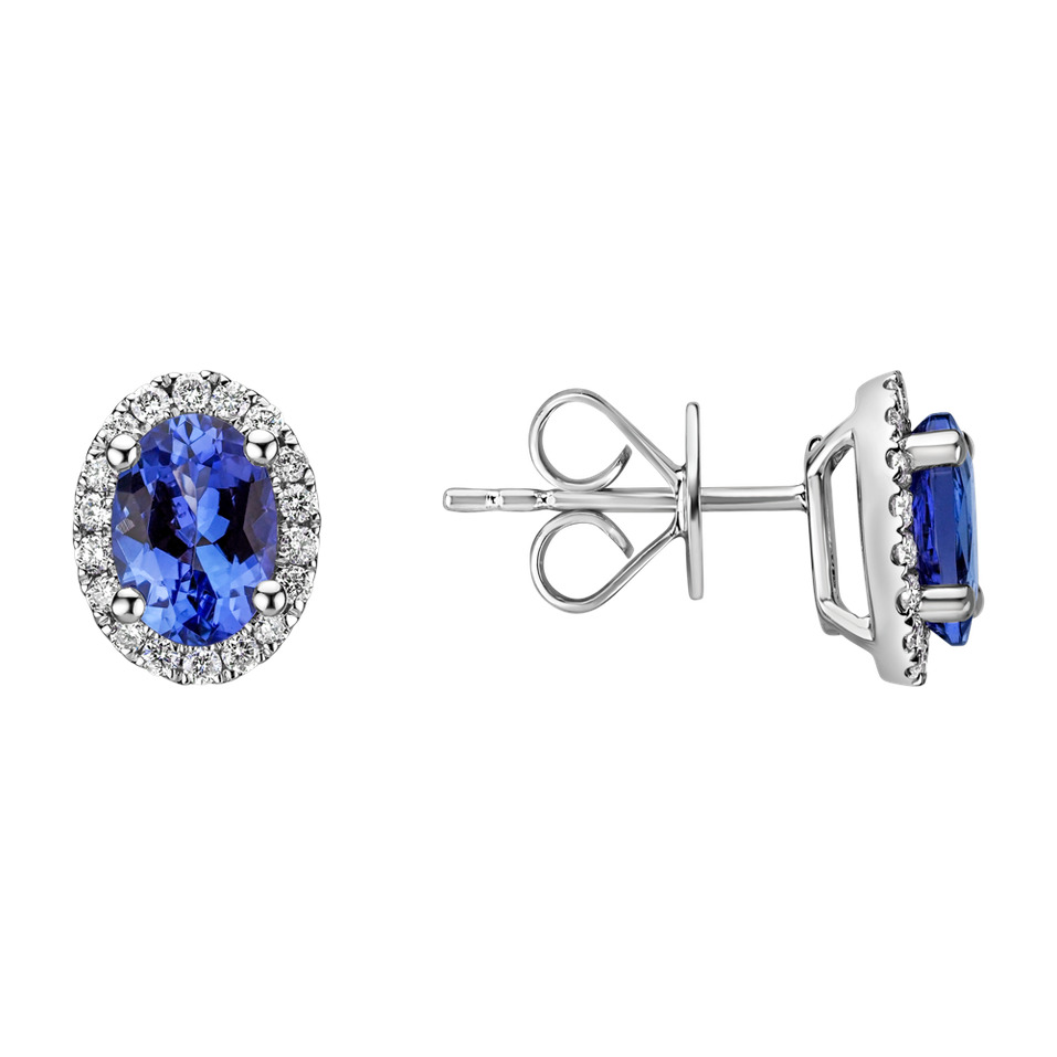 Diamond earrings with Tanzanite Princess