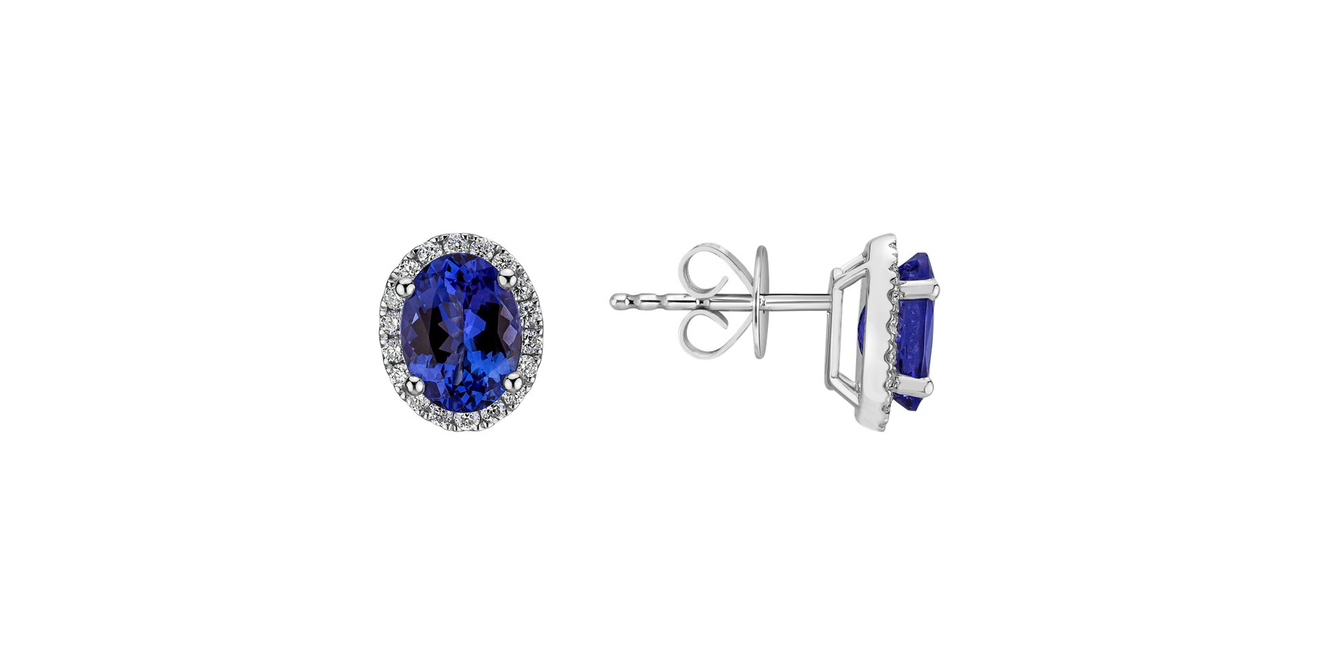 Diamond earrings with Tanzanite Princess