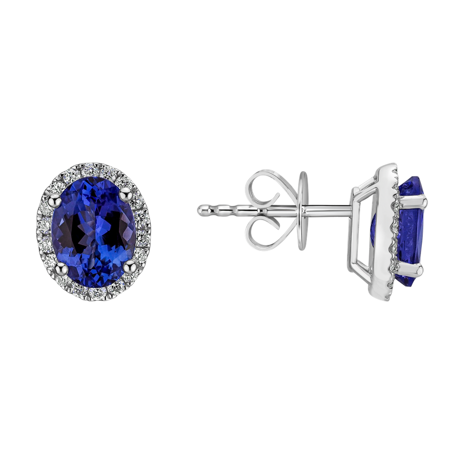 Diamond earrings with Tanzanite Princess