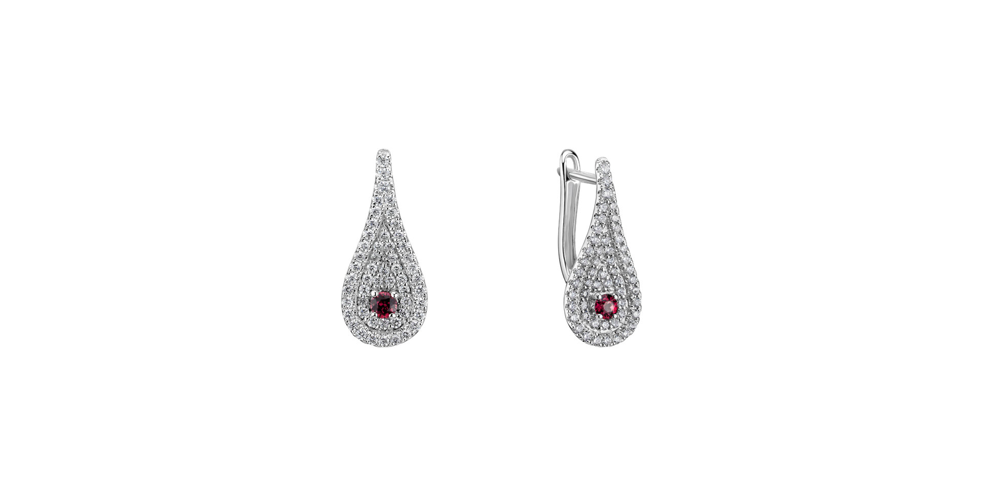 Diamond earrings with Rhodolite Tears of Joy