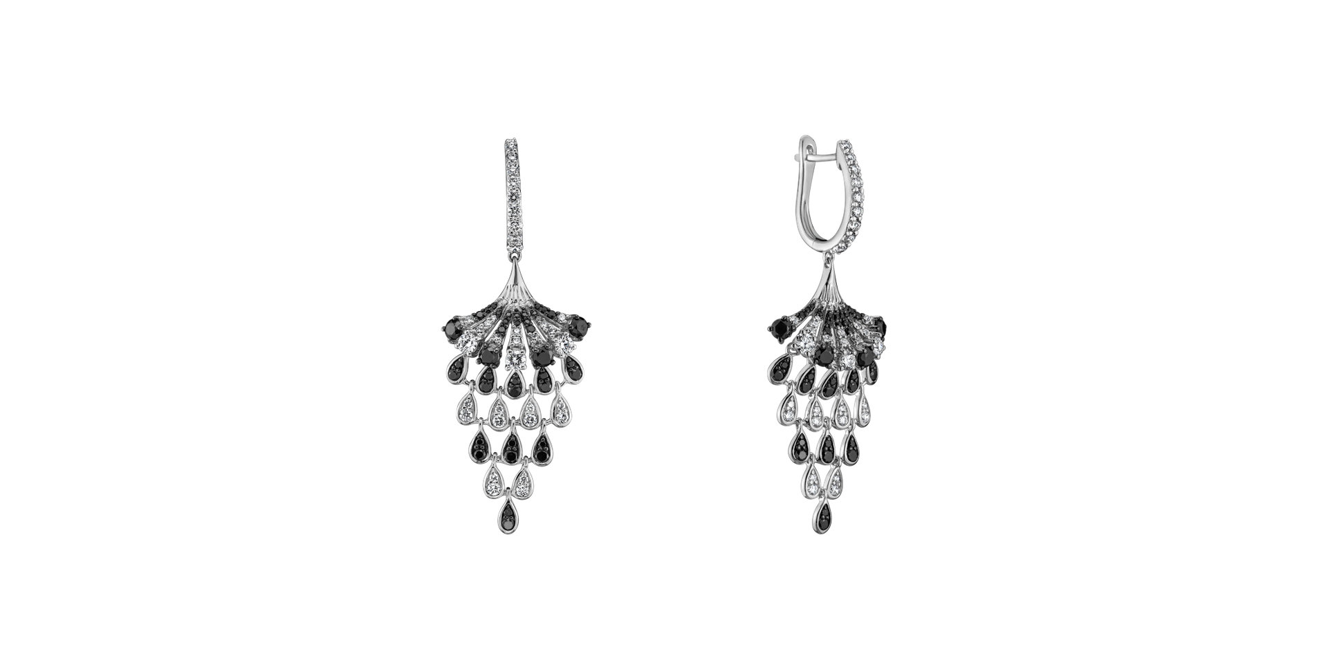 Earrings with black and white diamonds Royal Mesh