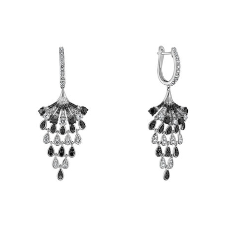 Earrings with black and white diamonds Royal Mesh