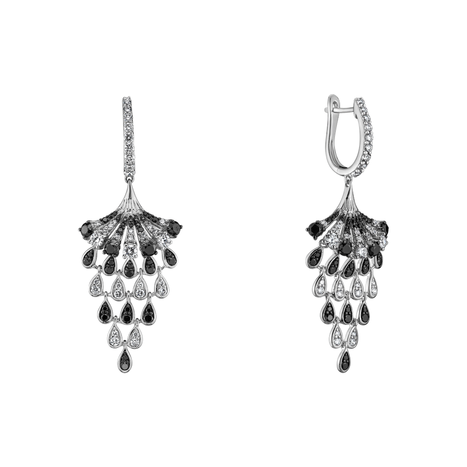 Earrings with black and white diamonds Royal Mesh