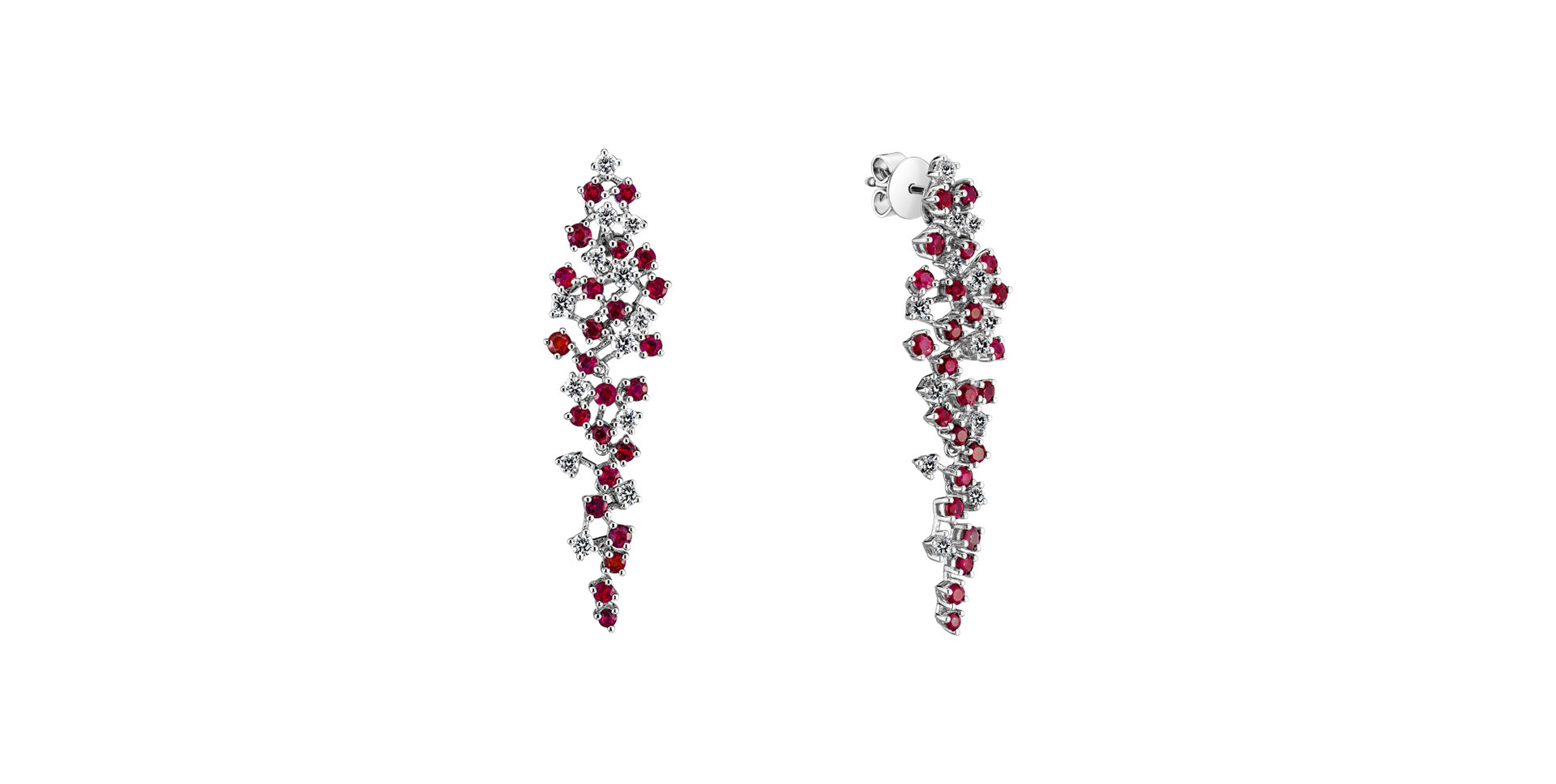 Diamond earrings and Ruby Sparkling Waterfall