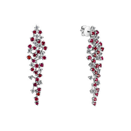 Diamond earrings and Ruby Sparkling Waterfall