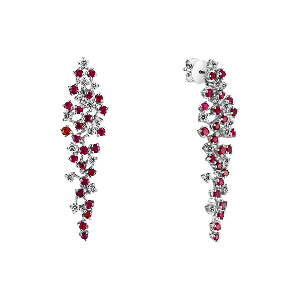 Diamond earrings and Ruby Sparkling Waterfall