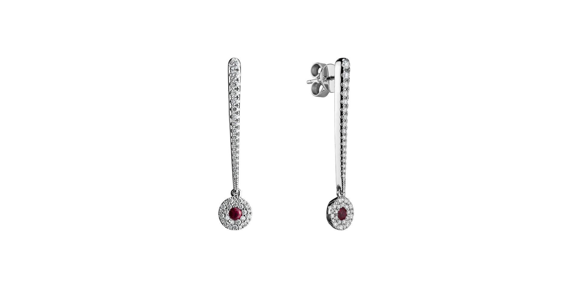 Diamond earrings with Ruby Sparkling Exclamation