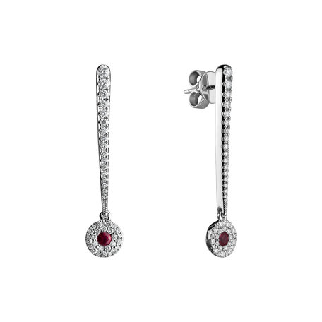 Diamond earrings with Ruby Sparkling Exclamation