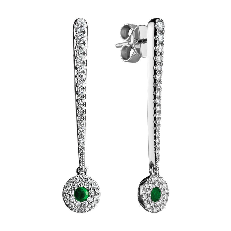 Diamond earrings with Emerald Sparkling Exclamation