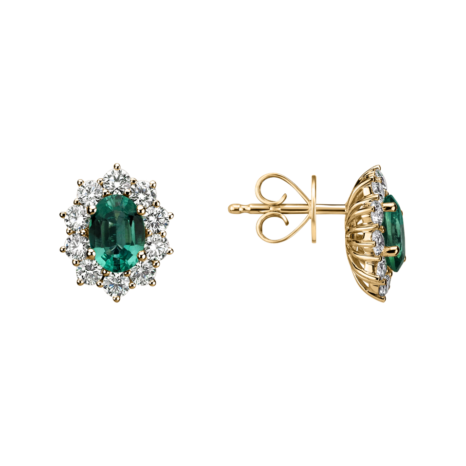 Diamond earrings with Emerald Princess Joy