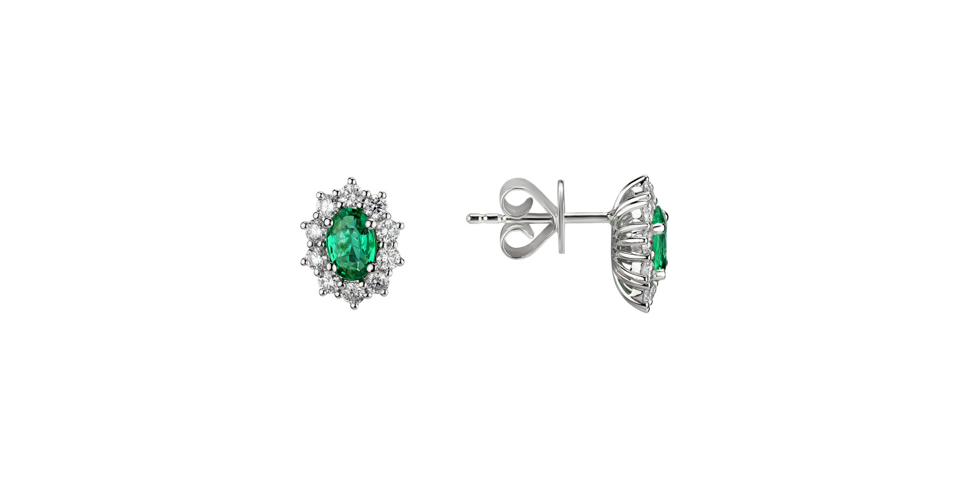 Diamond earrings with Emerald Princess Joy