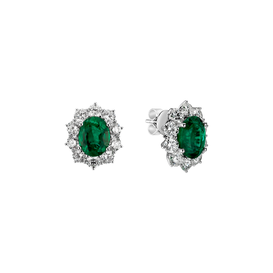 Diamond earrings with Emerald Princess Joy