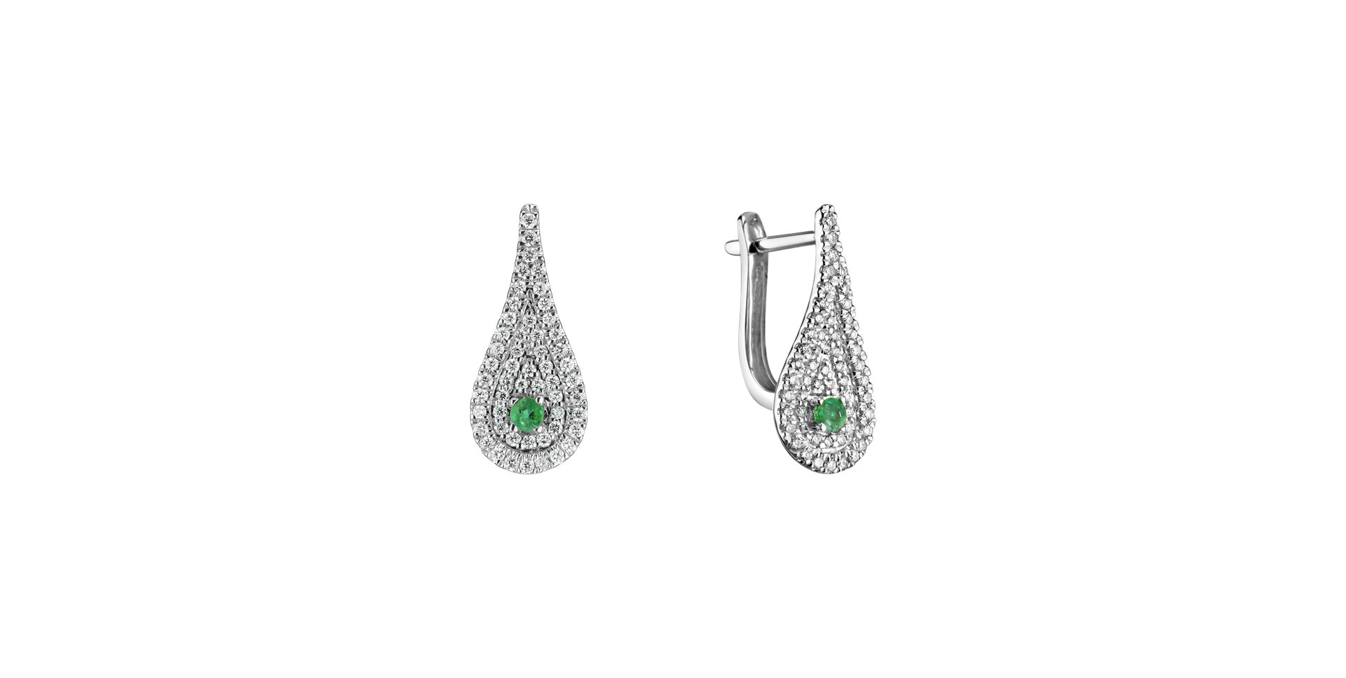Diamond earrings with Emerald Tears of Joy