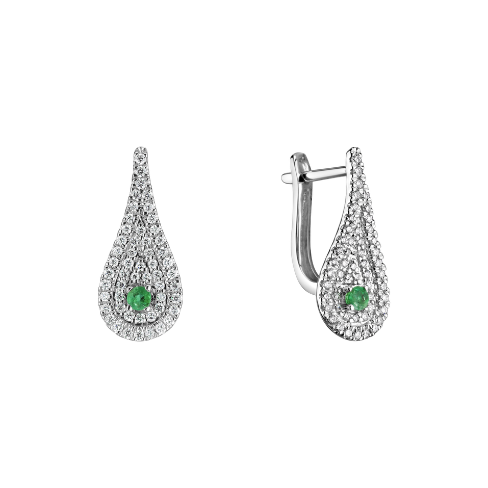 Diamond earrings with Emerald Tears of Joy