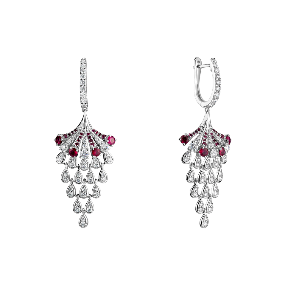 Diamond earrings and Ruby Royal Mesh