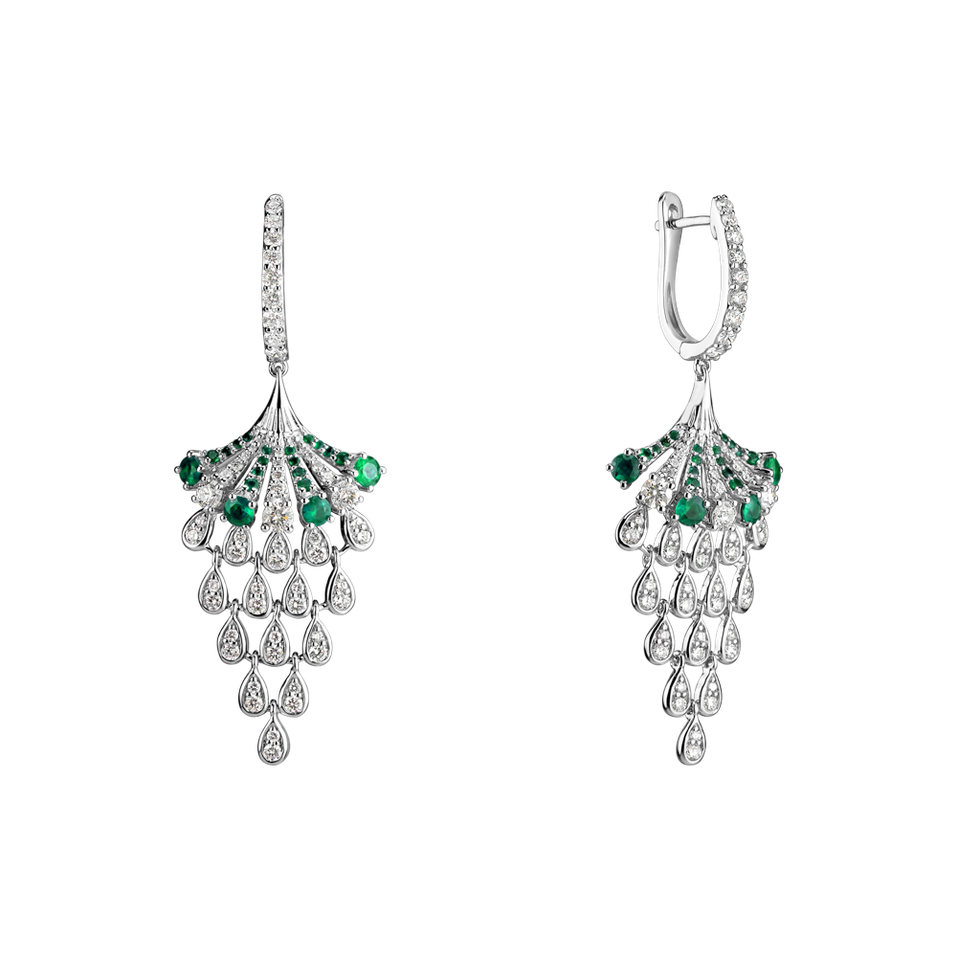 Diamond earrings and Emerald Royal Mesh