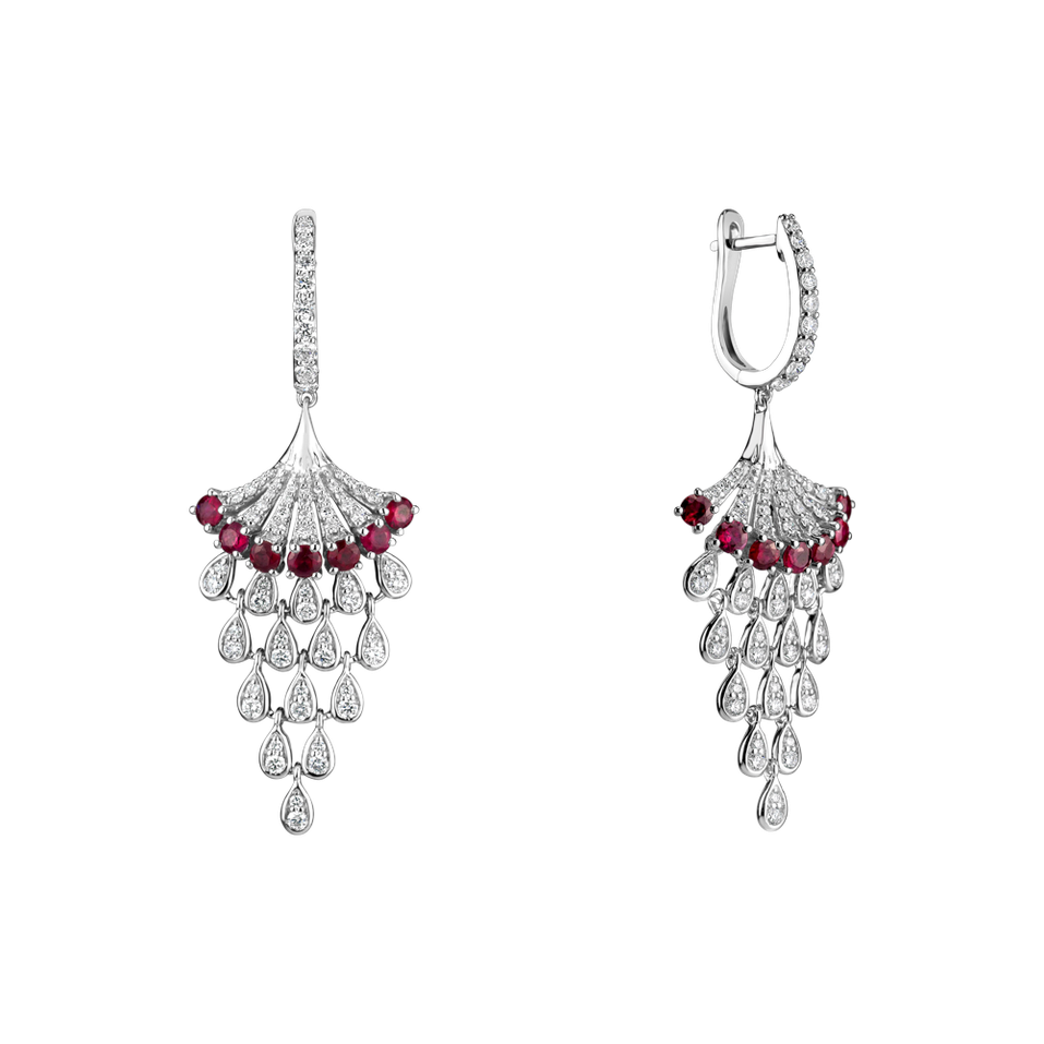 Diamond earrings and Ruby Royal Mesh