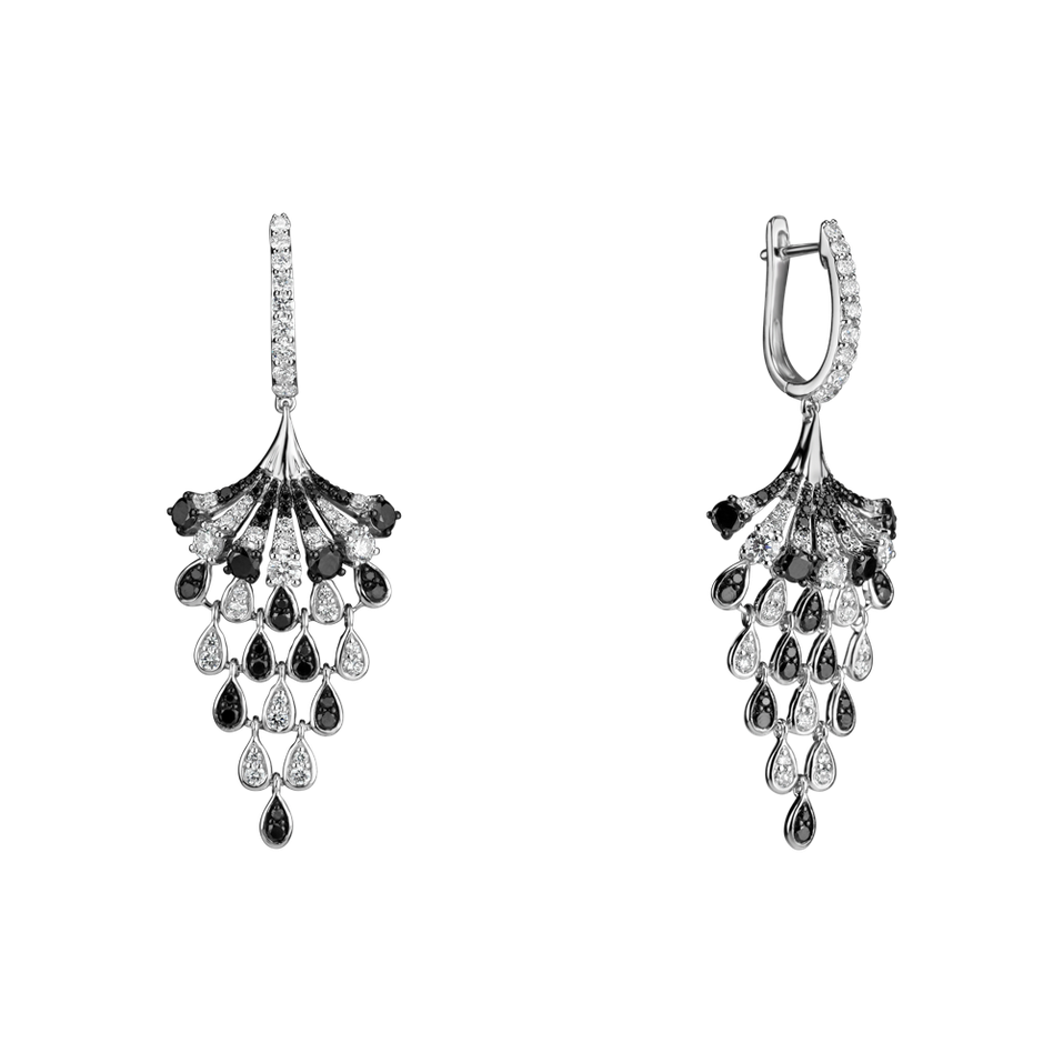 Earrings with black and white diamonds Royal Mesh