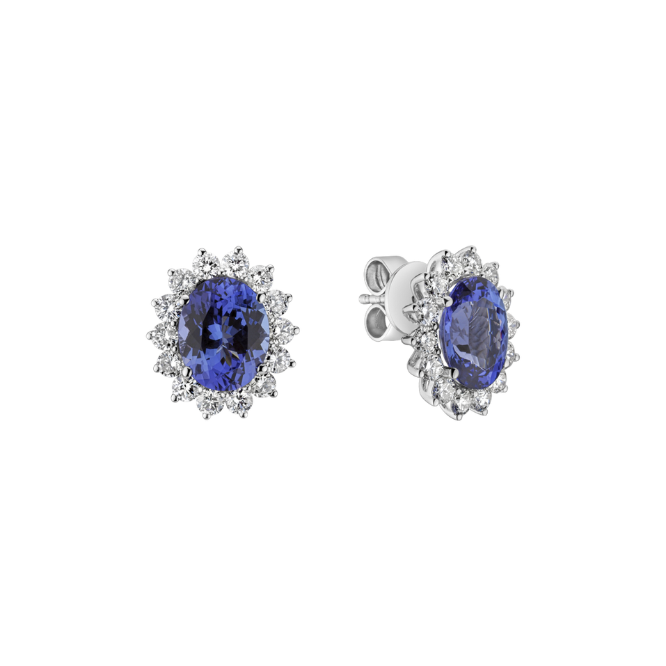 Diamond earrings with Tanzanite Princess Sparkle