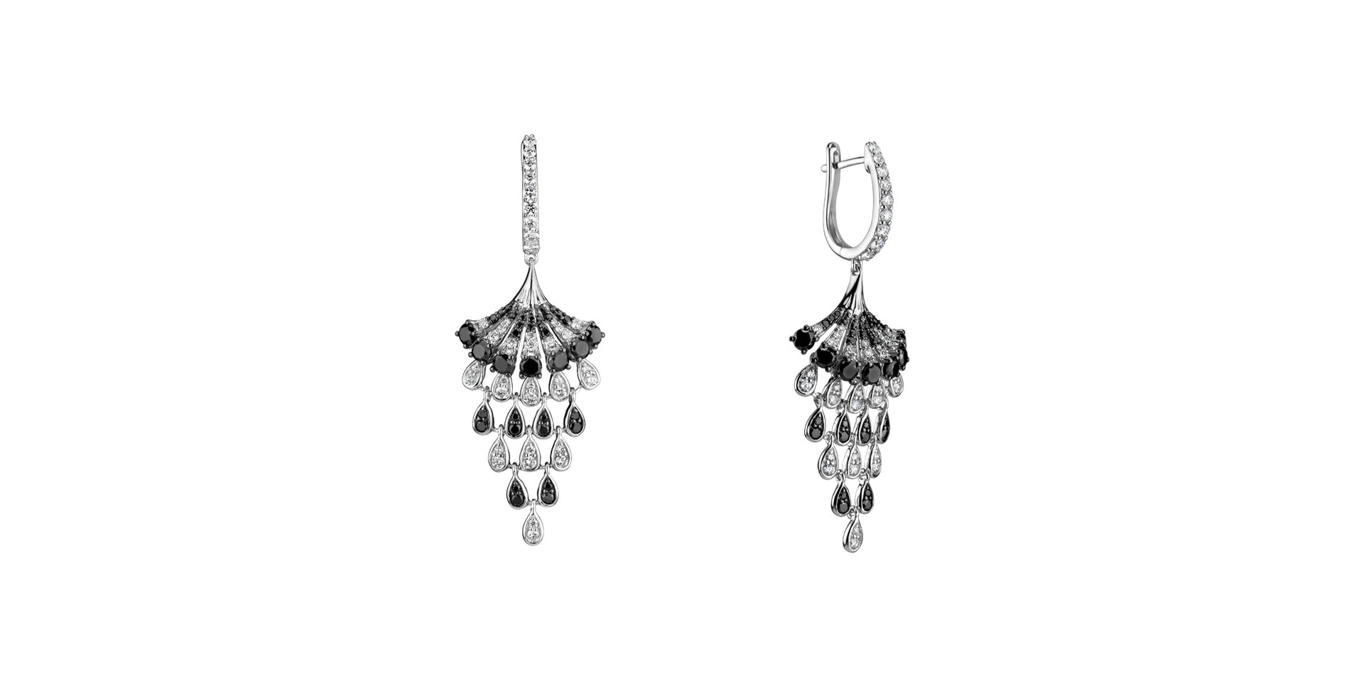 Earrings with black and white diamonds Royal Mesh