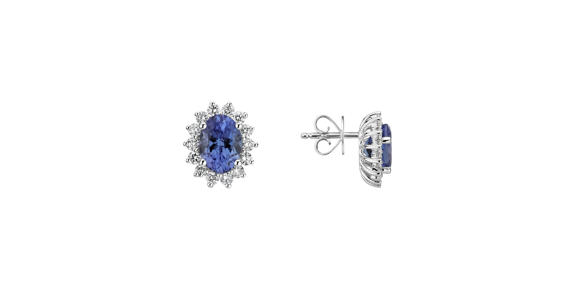 Diamond earrings with Tanzanite Princess Sparkle