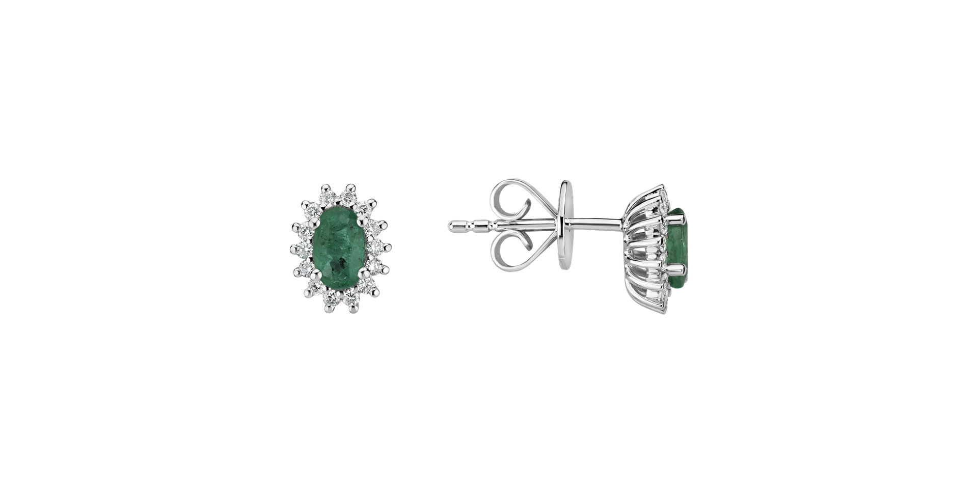 Diamond earrings with Emerald Princess