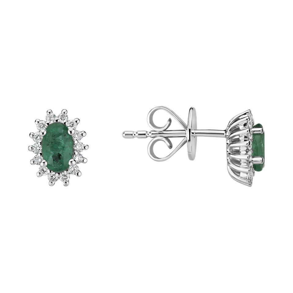 Diamond earrings with Emerald Princess