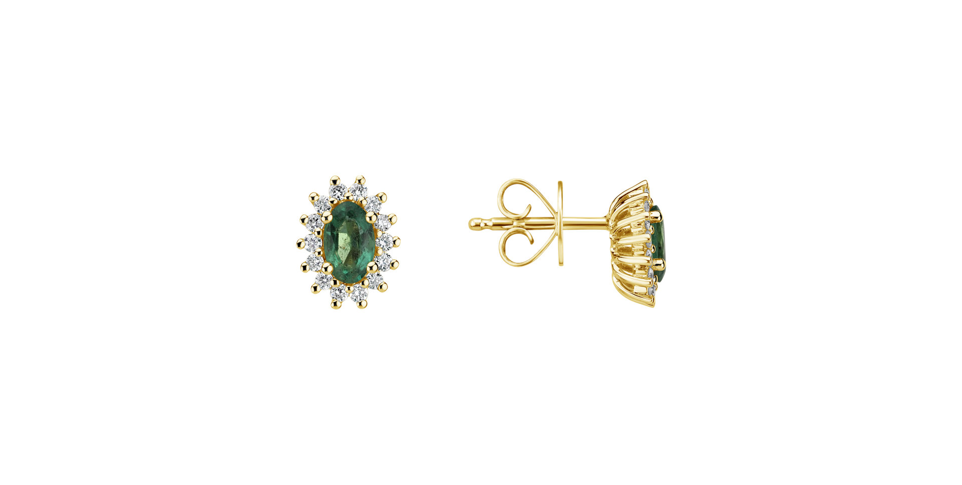 Diamond earrings with Emerald Princess
