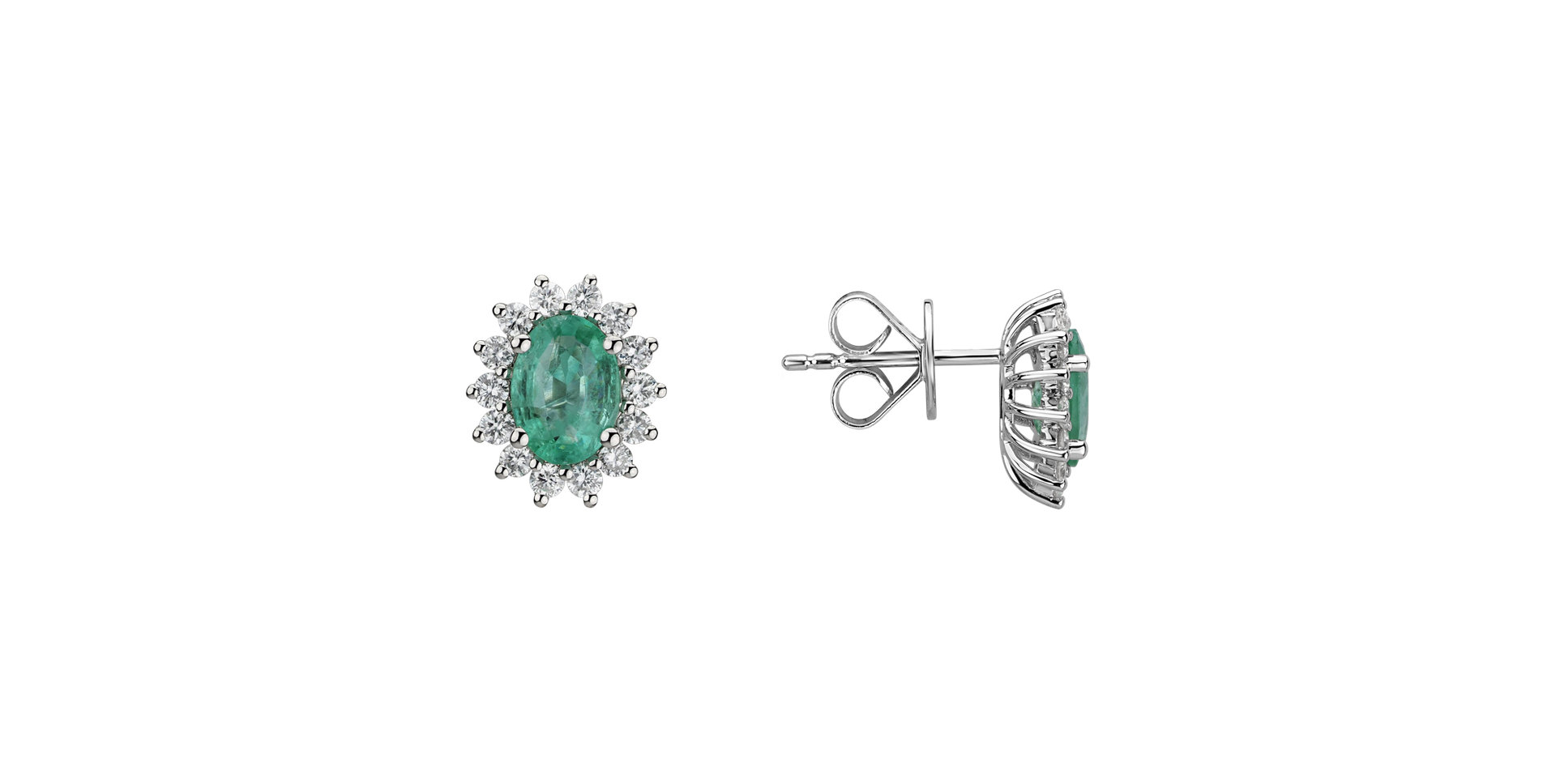 Diamond earrings with Emerald Princess