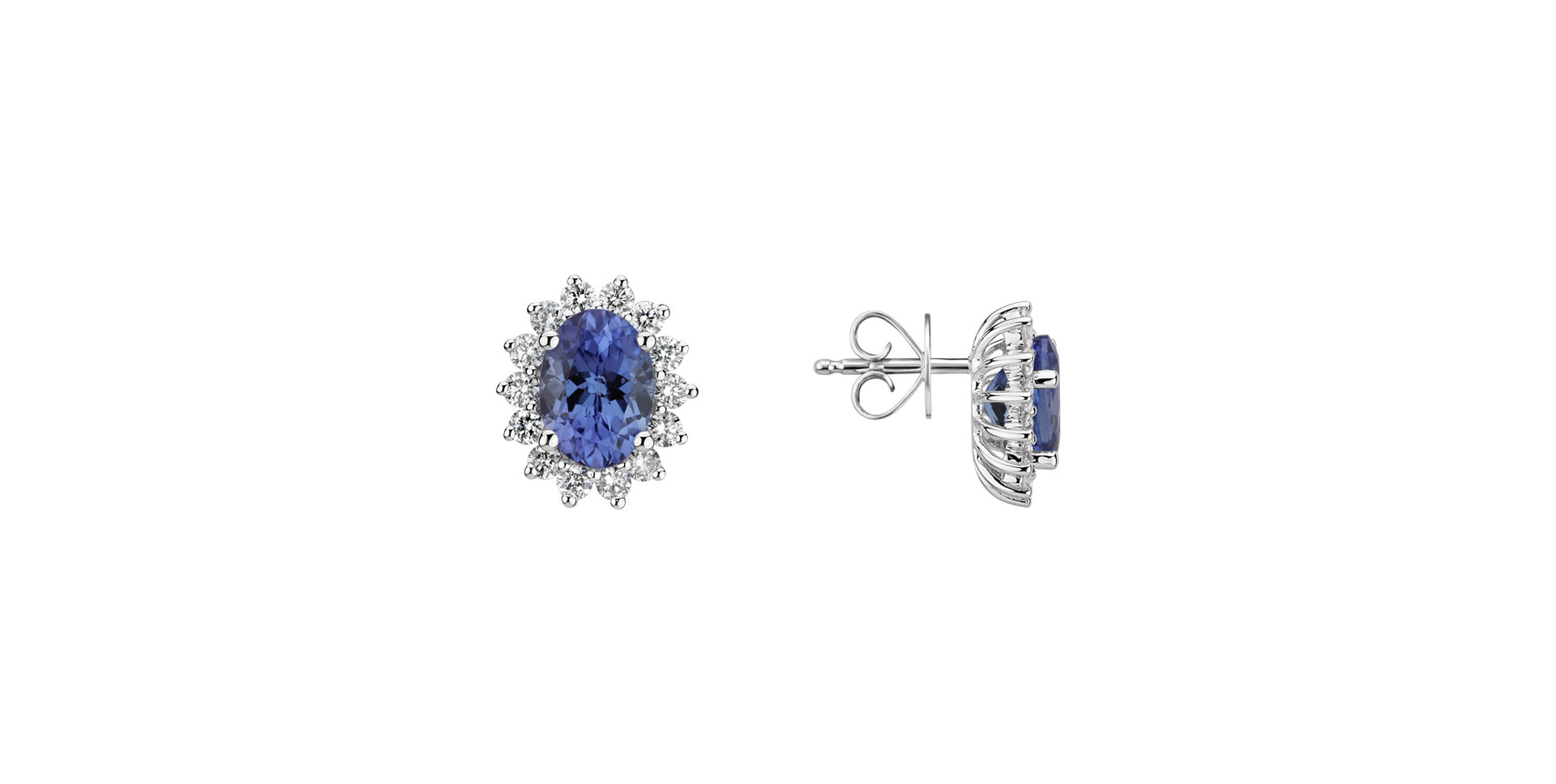 Diamond earrings with Tanzanite Princess