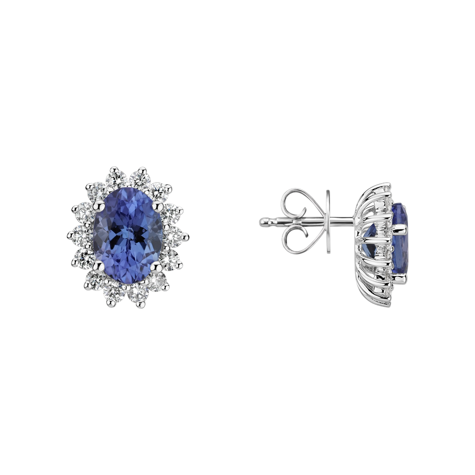Diamond earrings with Tanzanite Princess