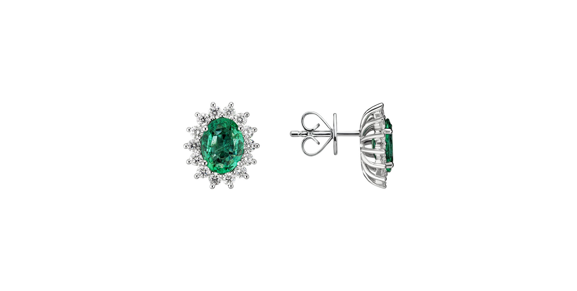 Diamond earrings with Emerald Princess