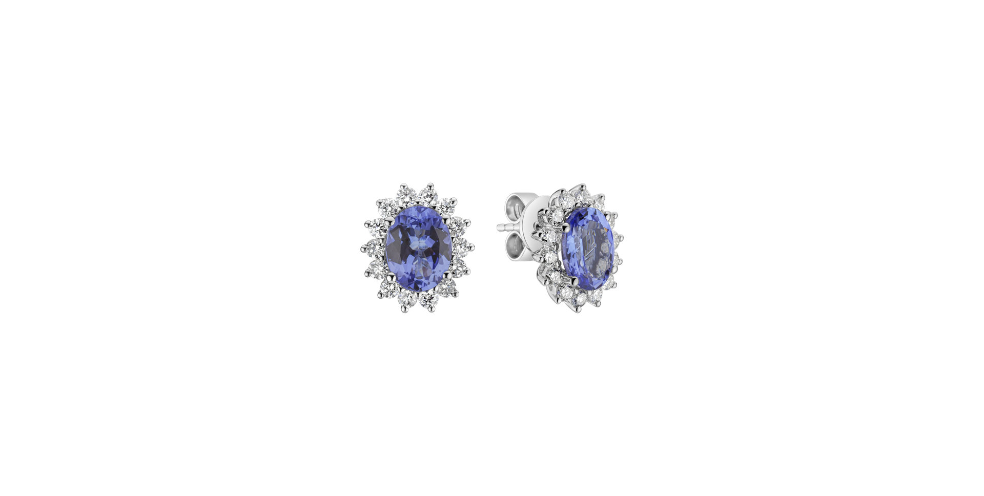 Diamond earrings with Tanzanite Princess