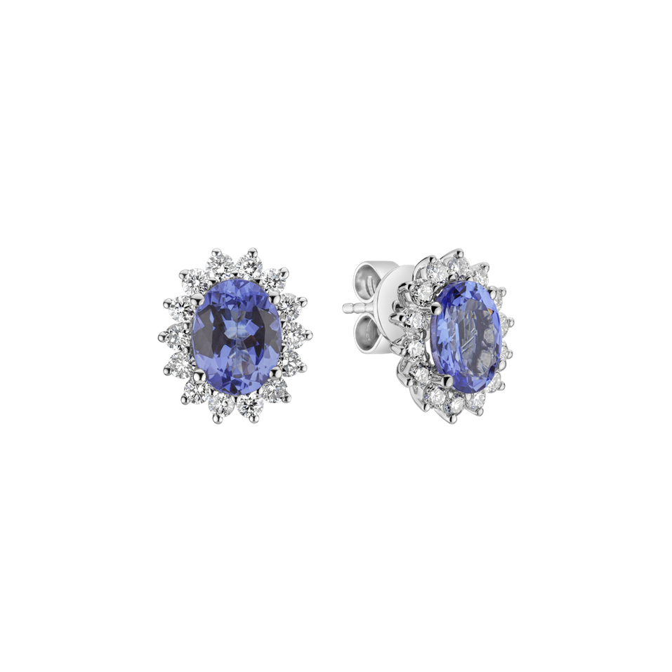 Diamond earrings with Tanzanite Princess