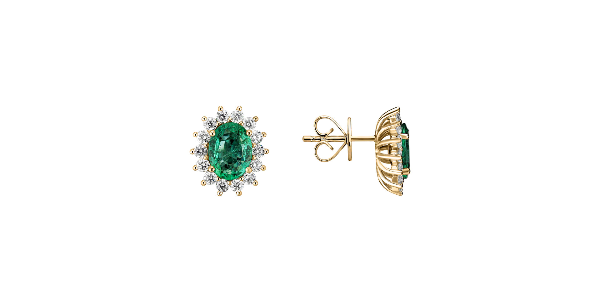 Diamond earrings with Emerald Princess