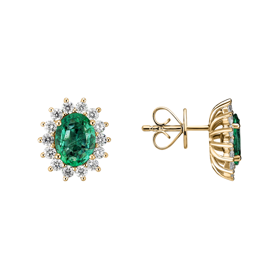 Diamond earrings with Emerald Princess