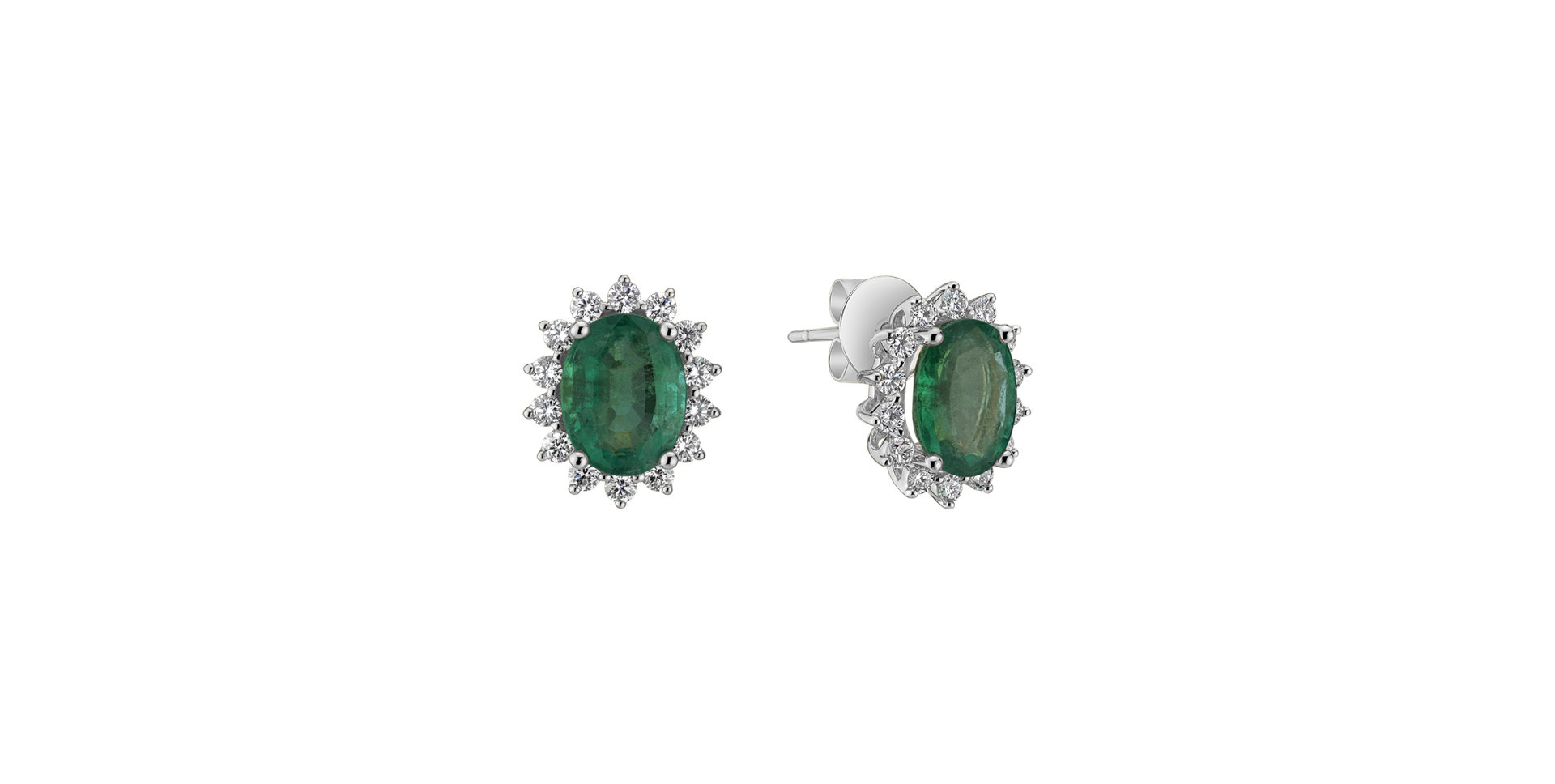 Diamond earrings with Emerald Princess